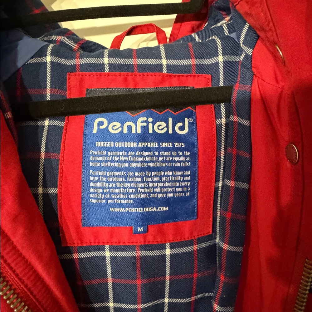 Penfield Red Rain Jacket with Hood - Picture 2 of 5